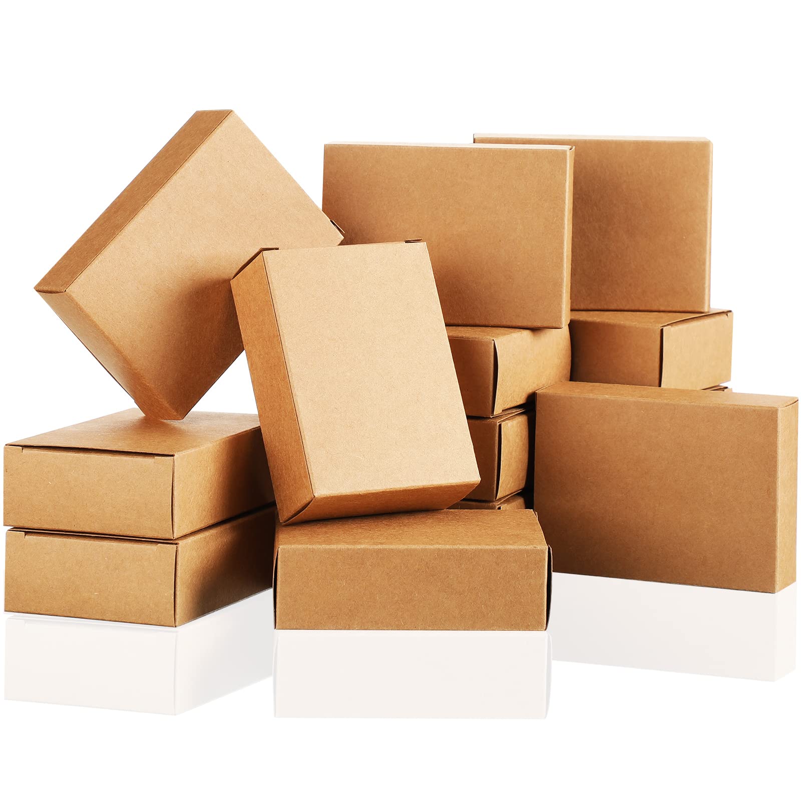 Gersoniel 100 Pcs Kraft Soap Boxes Packaging for Homemade Soap No Window Soap Boxes Empty Soap Boxes Soap Making Supplies for Party Favor Treats Wrapping Packaging, 3.8 x 2.8 x 1.2 Inch (Brown)