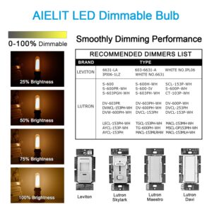 AIELIT T10/T30 Frosted LED Light Bulb 25 Watt Equivalent, Warm White 2700K, 200 LM, E26 Standard Base, 2W Dimmable LED Tube Bulbs, Classic Filament Edison Bulb for Pendant Lights Chandelier, 4-Pack