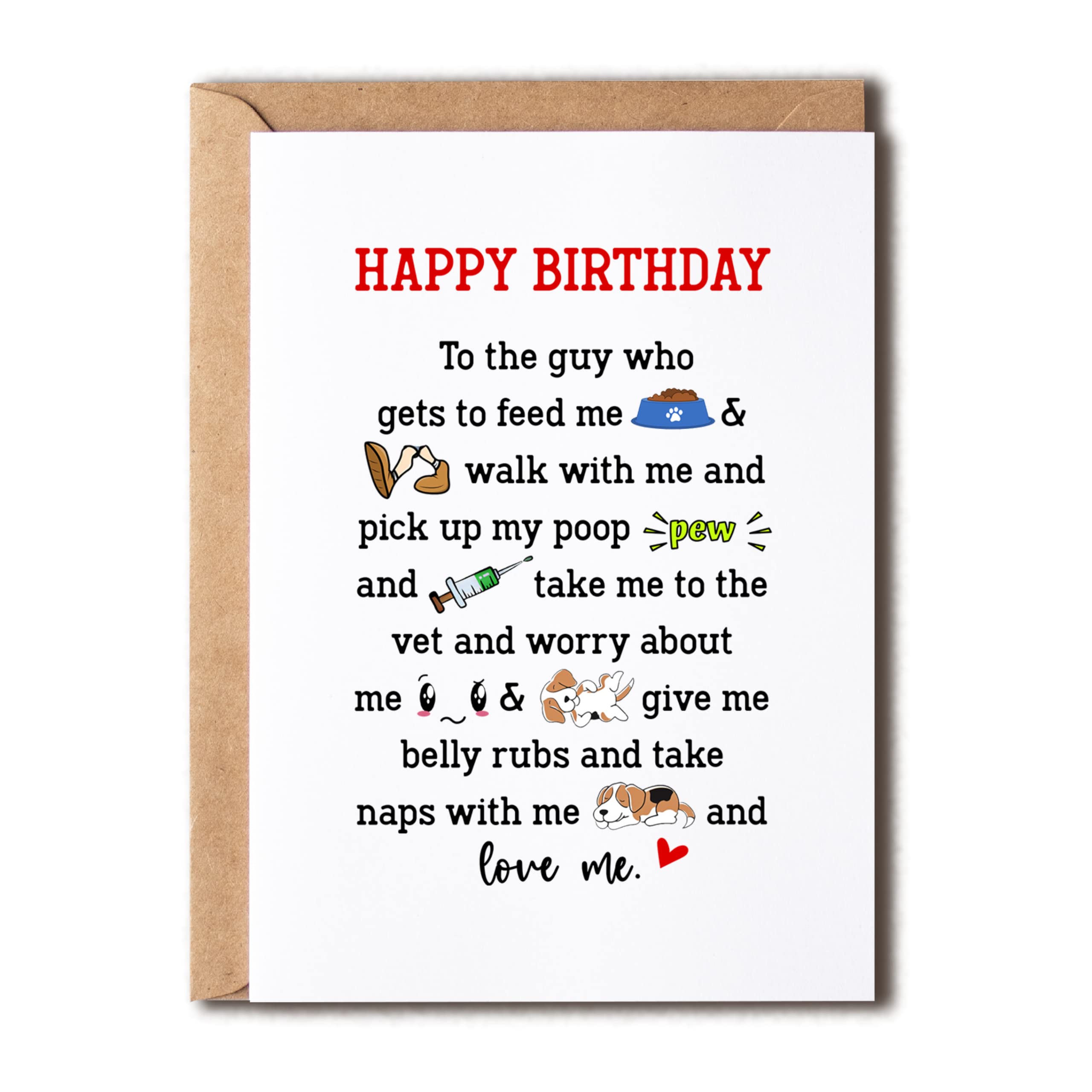 Dog Dad Birthday Card - Funny Birthday Card - Funny Dog Dad Gifts For Men - Dad Birthday Gifts From Daughter - Cute Birthday Card For Father