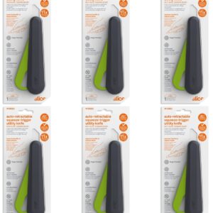 Slice 10563 Auto-Retractable Squeeze-Trigger Utility Knife, Safer Choice, Never Rusts, Lasts 11x Longer Than Metal, Finger Friendly Ceramic Blade, 6 Pack