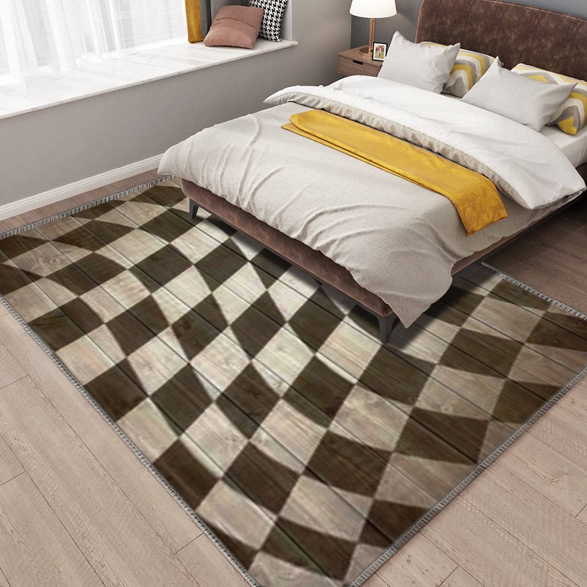 MJKIODPEV Checkered Flag Crossed Area Rugs Checkered Racing Flag Wavy Checker Flag Carpet Soft Non-Slip Outdoor Floor Mat for Living Room Bedroom Dorm Decor 63''×94''