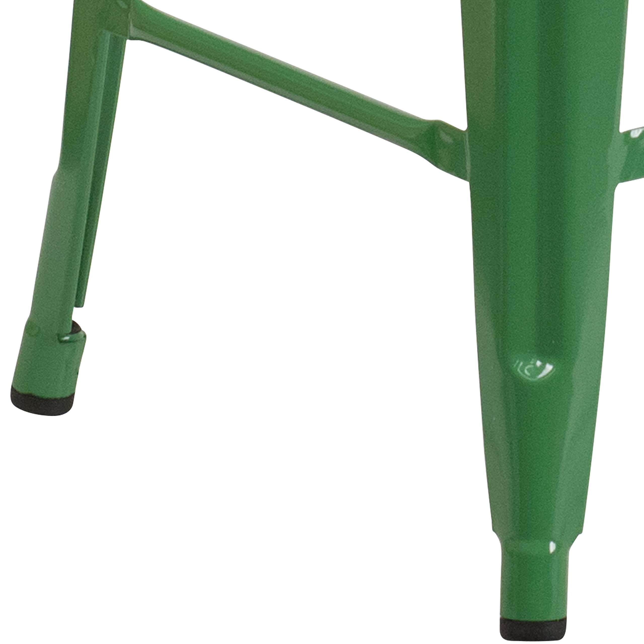 Merrick Lane Newark Series Counter Height Stool - Green Finish - Metal Frame with Cross Bracing - Backless Design - Integrated Footrest