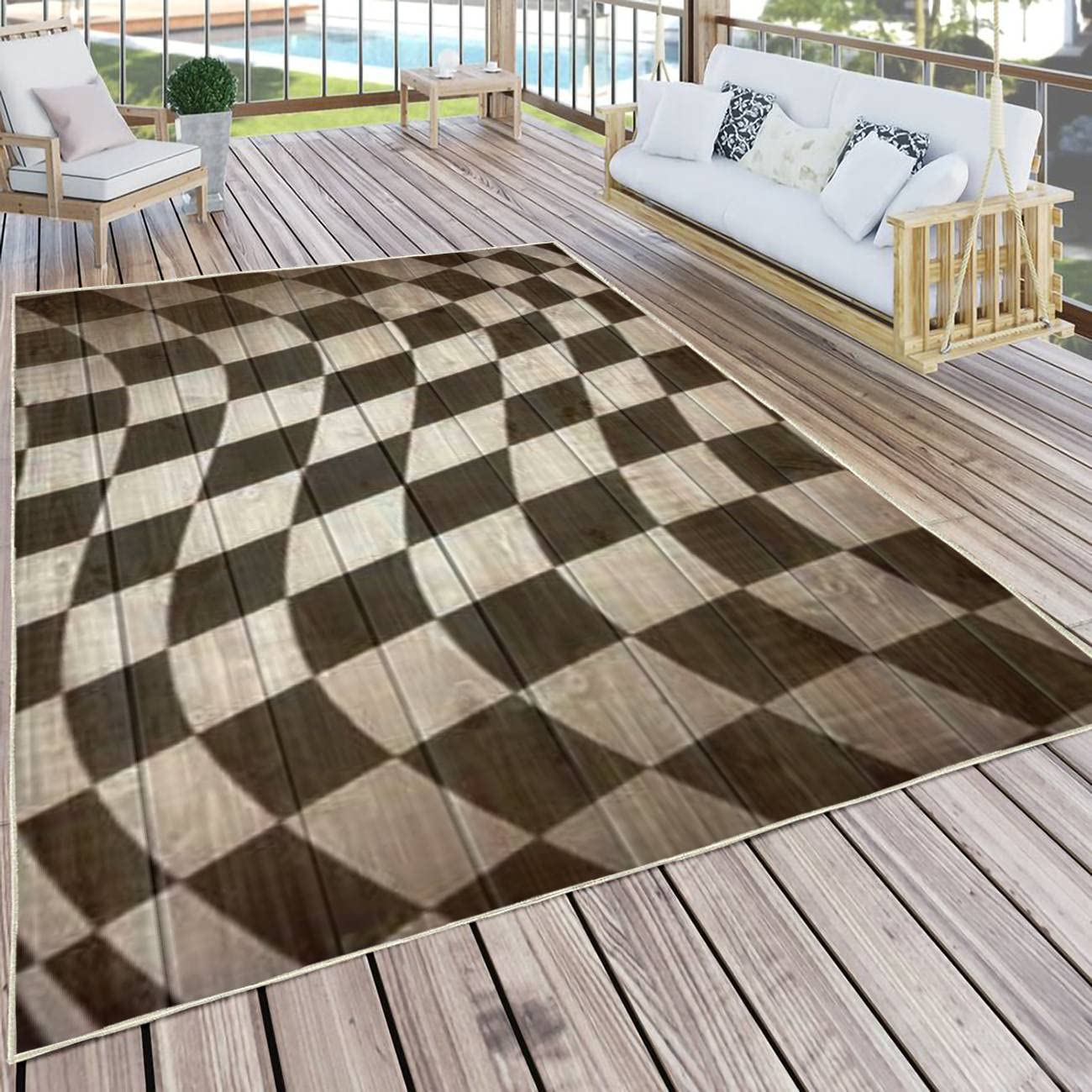 MJKIODPEV Checkered Flag Crossed Area Rugs Checkered Racing Flag Wavy Checker Flag Carpet Soft Non-Slip Outdoor Floor Mat for Living Room Bedroom Dorm Decor 63''×94''