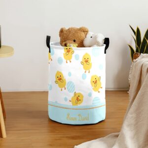 Rubber Duck Swimming Personalized Custom Laundry Basket Clothes Round Storage Handle Waterproof, Custom Foldable Large Capacity and Lightweight, For Bedroom Bathroom Decoration