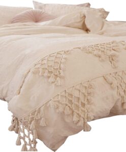 ivory duvet cover set king boho bedding set cotton comforer cover set.