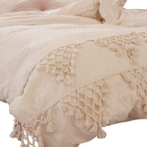 Ivory Duvet Cover Set King Boho Bedding Set Cotton Comforer Cover Set.