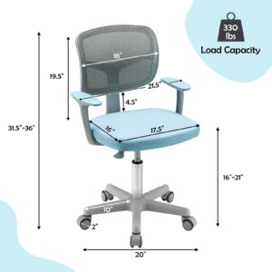 HONEY JOY Kids Desk Chair, Height Adjustable Children Study Chair, Swivel Mesh Task Student Chair, Universal Casters, Child Computer Desk Chair for Boys Girls Age 3-10 (Blue)