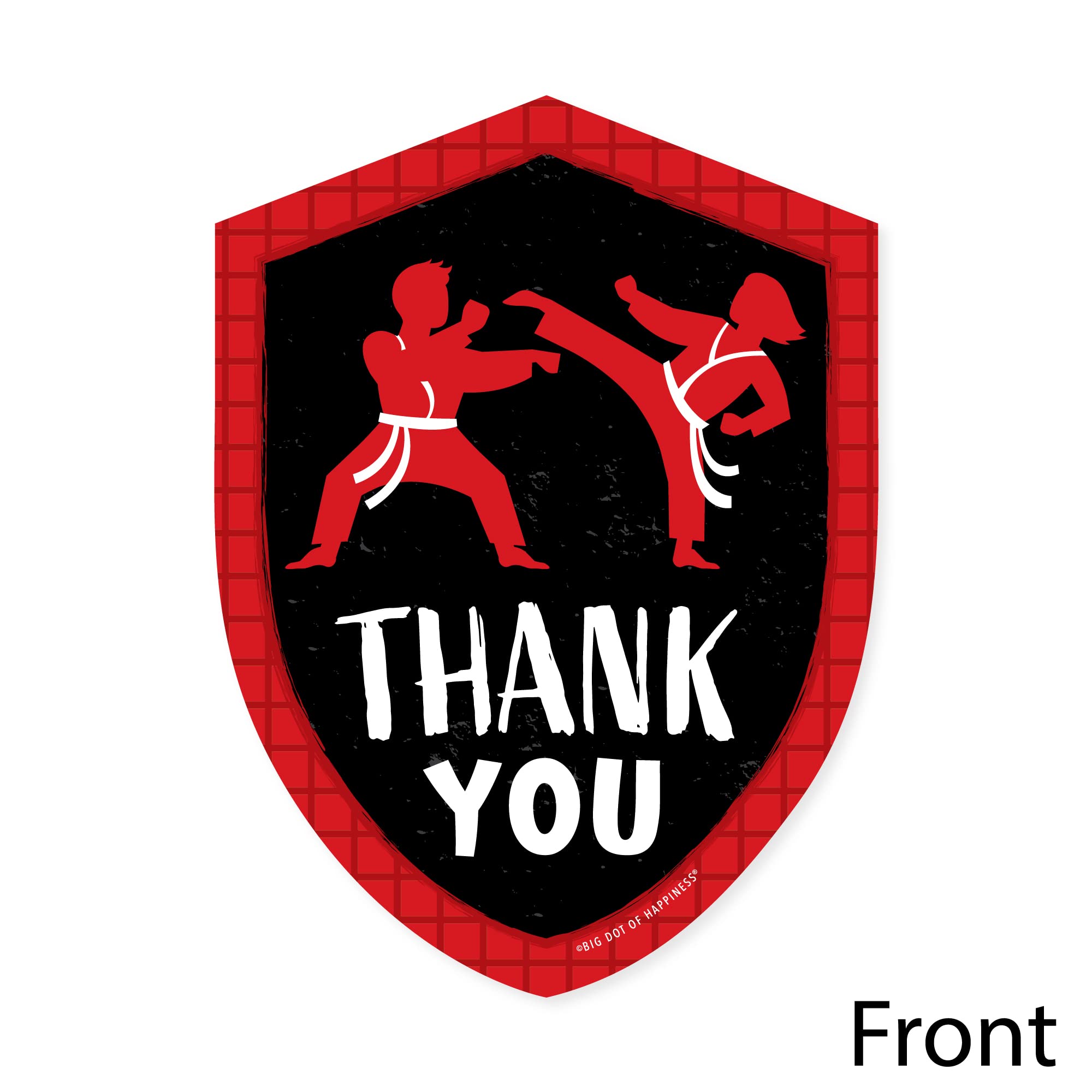 Big Dot of Happiness Karate Master - Shaped Thank You Cards - Martial Arts Birthday Party Thank You Note Cards with Envelopes - Set of 12