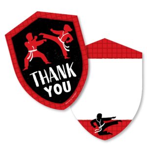 big dot of happiness karate master - shaped thank you cards - martial arts birthday party thank you note cards with envelopes - set of 12