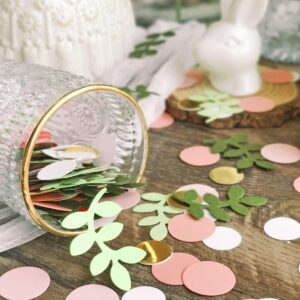 Greenery Golden Pink Eucalyptus Dots Confetti Baby Shower Green Scatter Table Decoration Flamingo Girl Boho Theme Party Bridal Shower Party Wedding Nursery Decor Supplies 210 Pcs