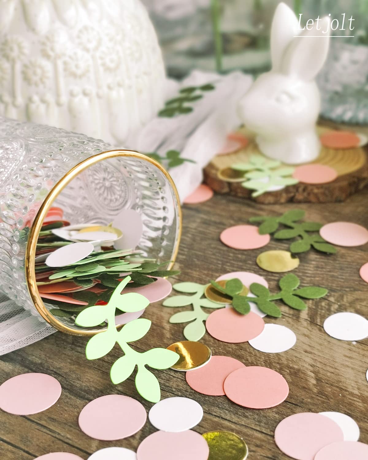 Greenery Golden Pink Eucalyptus Dots Confetti Baby Shower Green Scatter Table Decoration Flamingo Girl Boho Theme Party Bridal Shower Party Wedding Nursery Decor Supplies 210 Pcs