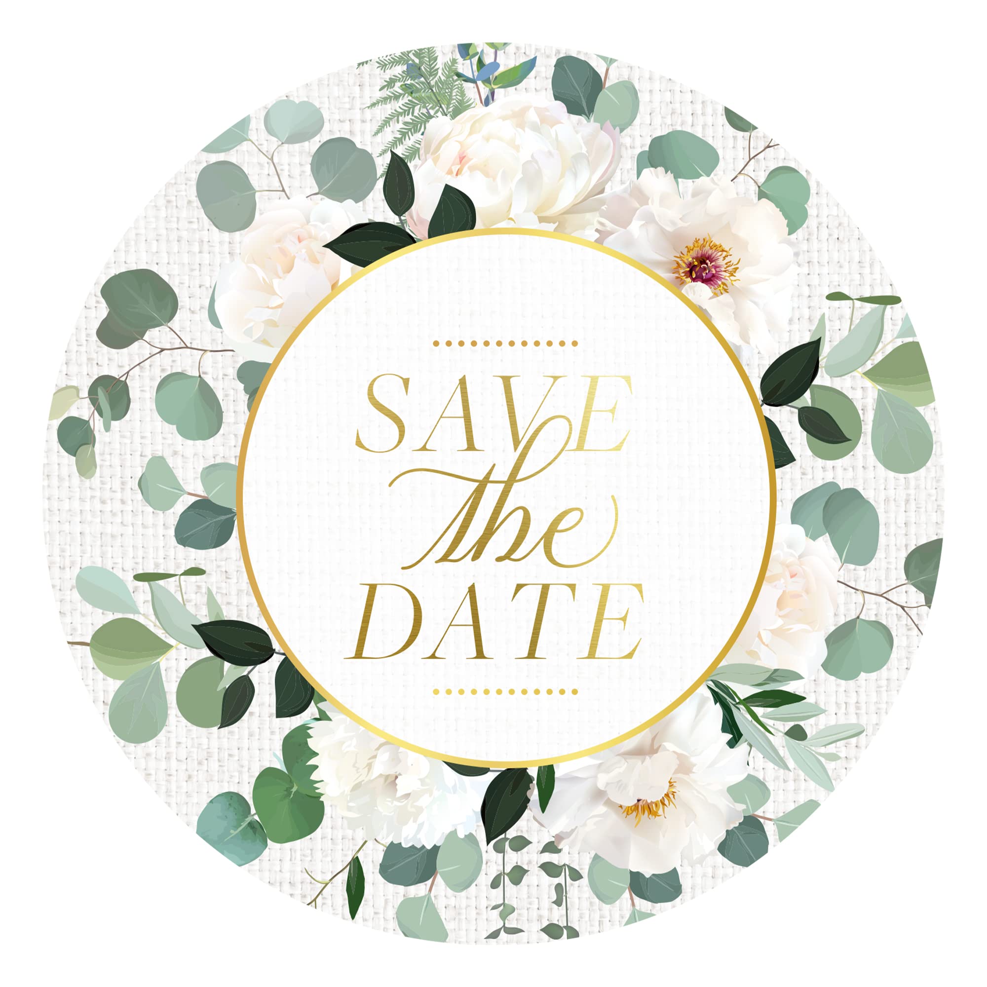 Mobiusea Creation Save The Date Stickers for Envelopes | 1.4 inch | Gold Foil | 108pcs Waterproof Invitation Stickers for Wedding, Bridal Shower, Birthday, Baby Shower, Envelope Seal Stickers