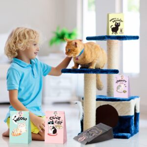 24 Pcs Cat Party Favor Bags Cat Goodie Bag Kitty Candy Treat Bags with Stickers for Kids Birthday Pet Cat Theme Party Decoration Supplies Favors, 8.6 x 4.7 x 3.1 Inches