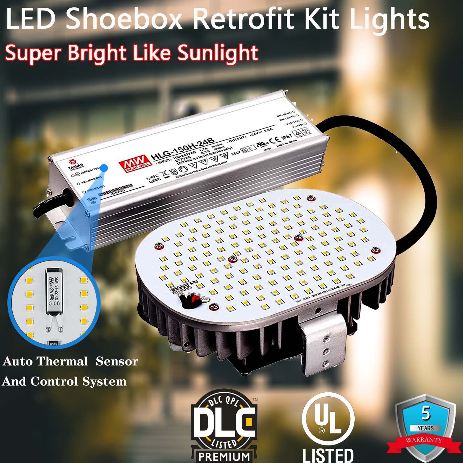 150W LED Retrofit Kit with Power Supply, 20250LM Shoebox LED Retrofit Kits(500W MH/HID/HPS Equiv.) 5000K E39 Mogul Base for Street Lights, High Bay Lights UL DLC Certified