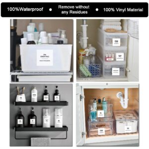 Onyehn 204pcs Waterproof Minimalist Style Bathroom Labels for Organizing Bathroom Storage Bins Containers and Jars to Stick for Glass or Plastic Spray Bottle and Metal