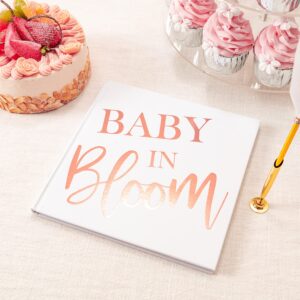 Calculs Polaroid Baby Shower Guest Book Baby in Bloom Signature Bridal Party Picture Book Blank Pages for Instant Film 8.5” Square White Cover Rose Gold Stamping