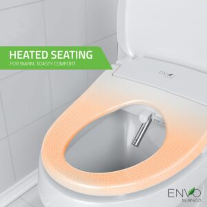 ANZZI Smart Electric Bidet Seat for Elongated Toilets, Heated Seat, Warm Air Dryer, Temperature and Pressure Controlled Functions, Air Purifier and Deodorizer, with Remote Control (TL-AZEB105B)