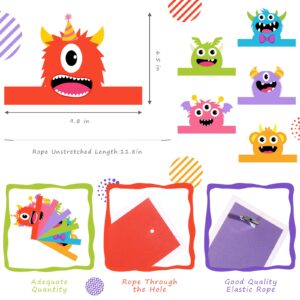 Aoriher 12 Pcs Monster Paper Hats Party Headbands Monster Themed Birthday Party Supplies Baby Shower Favors Monster Dress Costume for Boys Girls Kids Party Supplies Cosplay Props, 6 Styles