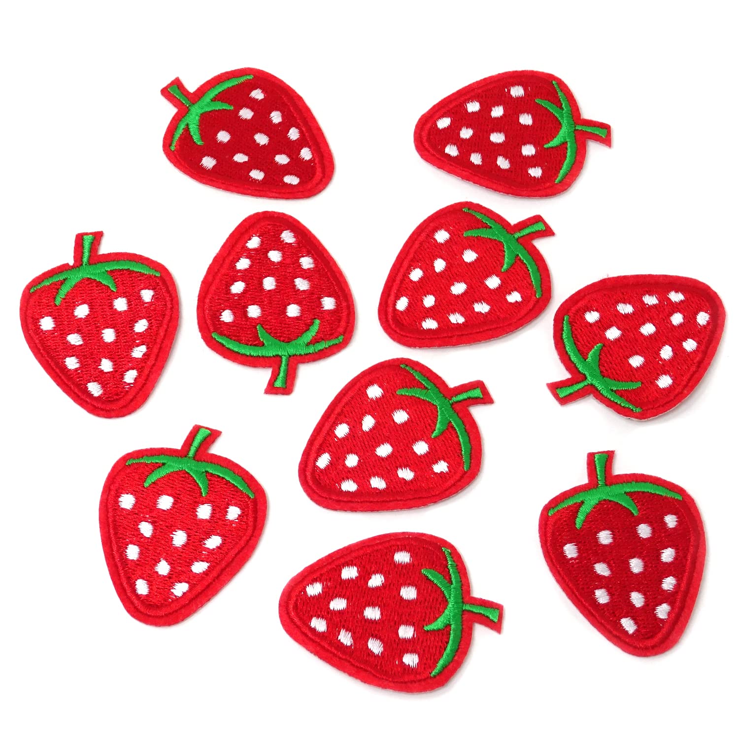 Honbay 10PCS Cute Red Strawberry Appliques Decorative Patches Embroidered DIY Sew on/Iron on Patches for Shirts, Coats, Jackets, Backpacks, Hats, Jeans