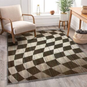 MJKIODPEV Checkered Flag Crossed Area Rugs Checkered Racing Flag Wavy Checker Flag Carpet Soft Non-Slip Outdoor Floor Mat for Living Room Bedroom Dorm Decor 63''×94''