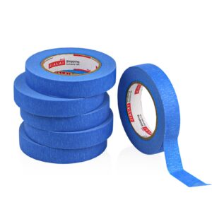 JIALAI HOME 6 Rolls Painters Tape 1 inch Bulk Painter Tape Blue Wide Roll, Blue Masking Tape, Blue Paint Tape 1 Inches x 60 Yards for General Purpose Walls Painting, Automotive