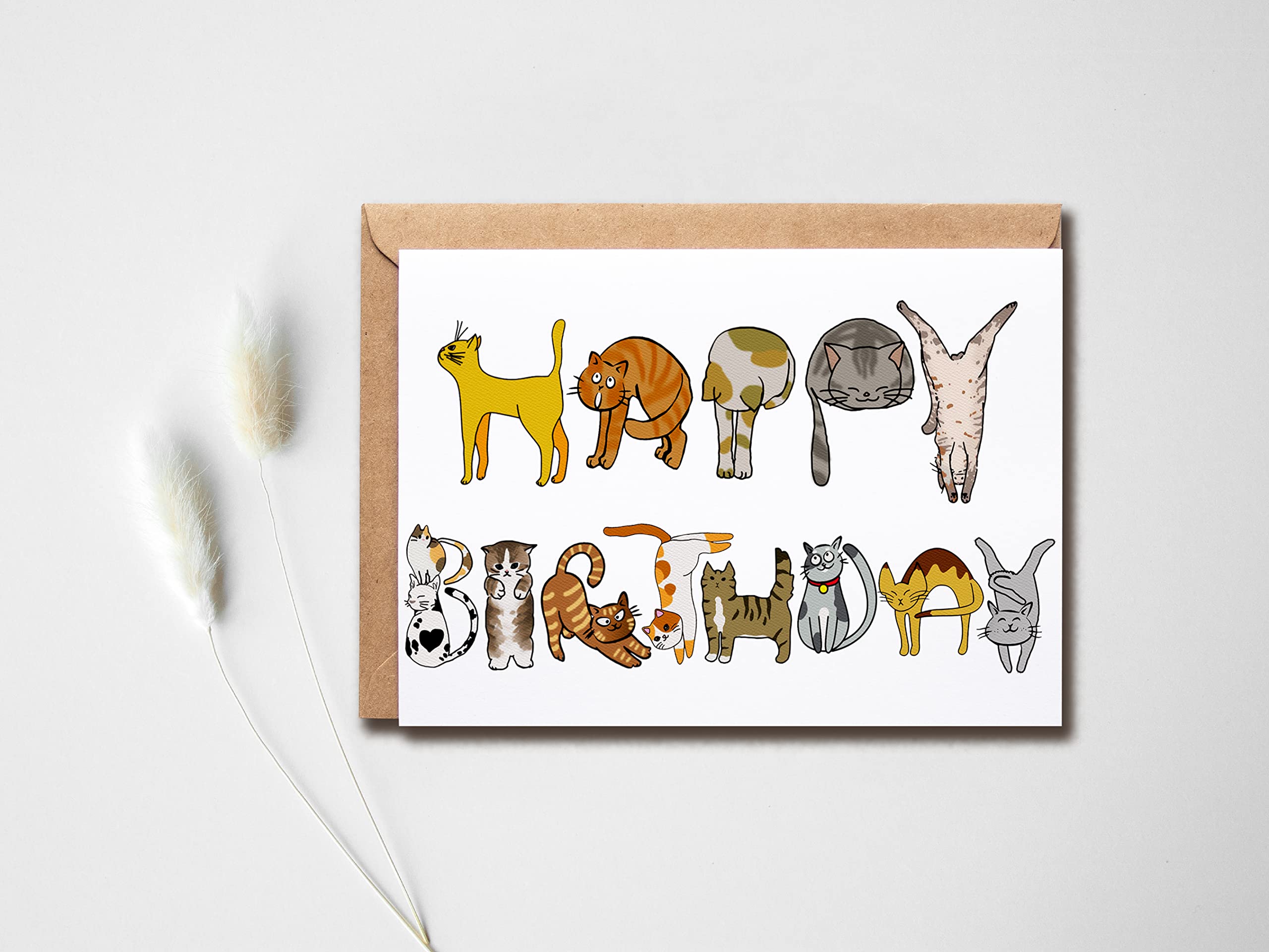 Cats Birthday Card - Happy Birthday Card With Cats - Greeting Card Cat - Have A Purrfect Birthday Cat