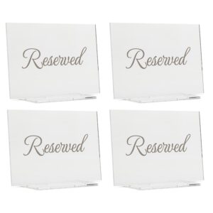 yilio dawn reserved signs - 4 pack clear acrylic table signs - for weddings, dinner parties and events