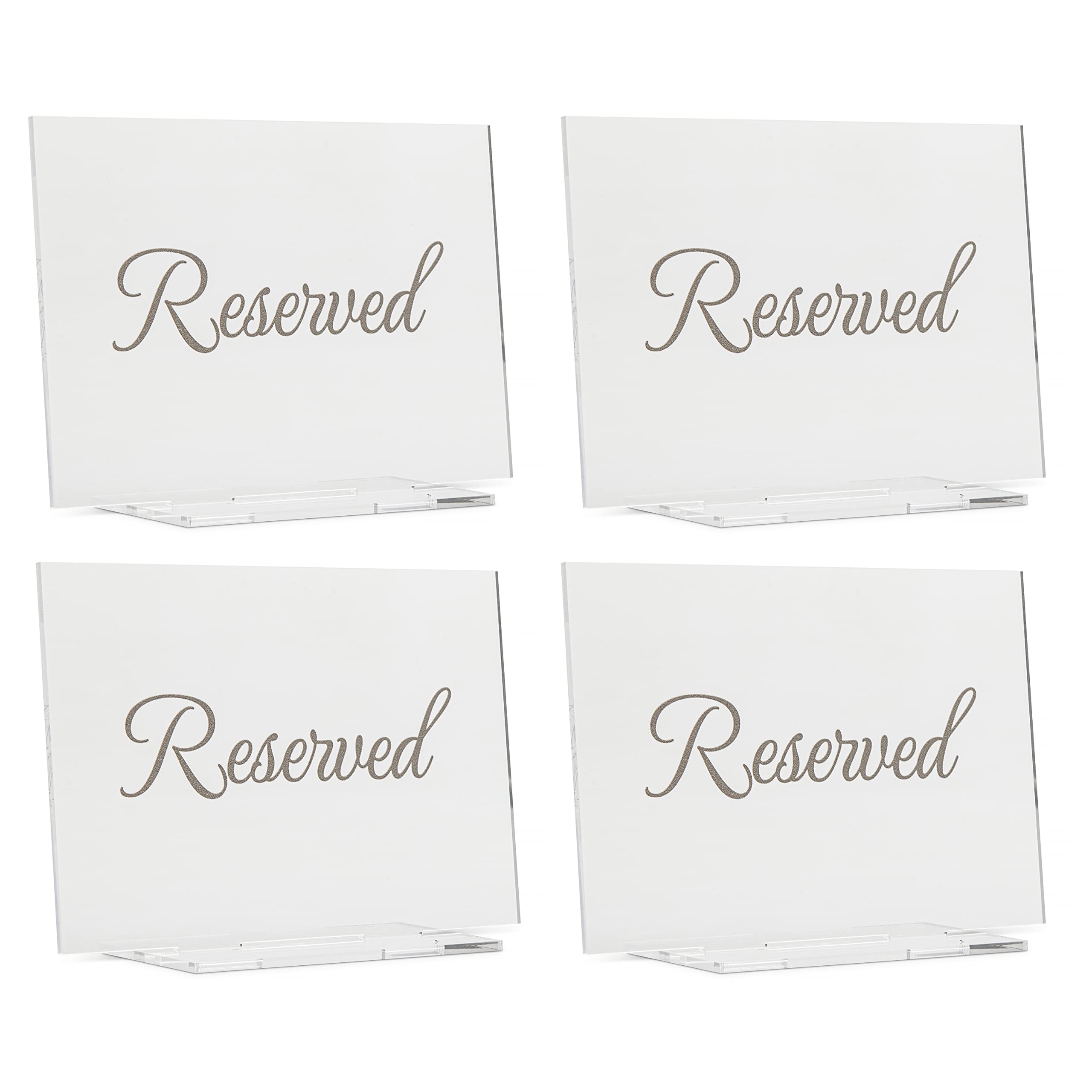 Yilio Dawn Reserved Signs - 4 Pack Clear Acrylic Table Signs - For Weddings, Dinner Parties and Events