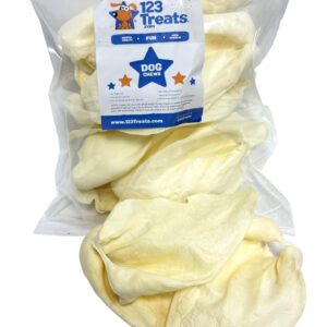 123 Treats Cow Ears for Dogs (1 Pound - Golden) - 100% Natural Made Premium Chews for Your Dog Bulk Beef Treats no Added additives