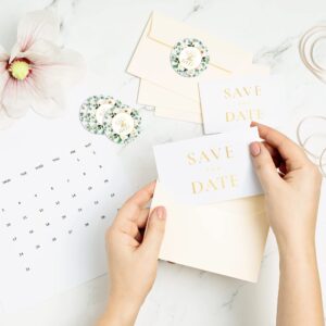 Mobiusea Creation Save The Date Stickers for Envelopes | 1.4 inch | Gold Foil | 108pcs Waterproof Invitation Stickers for Wedding, Bridal Shower, Birthday, Baby Shower, Envelope Seal Stickers