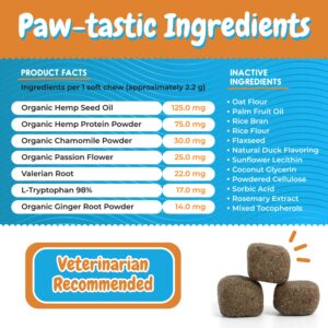 Inner Paw Calming Chews for Dogs – Natural Calming Dog Treats – Tasty Chew Snacks with Chamomile, Valerian Root, Organic Ginger – Efficient Dog Stress Reliever – 120 Soft Chews