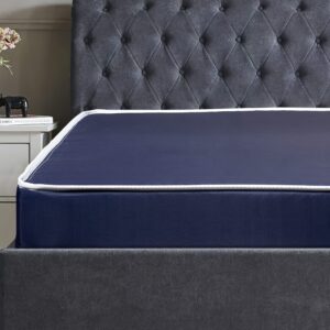 Treaton, 9-Inch Medium Tight Top Nylon Vinyl Hybrid Mattress, Full, Blue.