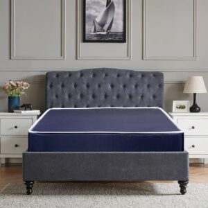 Treaton, 9-Inch Medium Tight Top Nylon Vinyl Hybrid Mattress, Full, Blue.