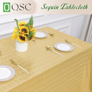 OQSQ Gold Sequin Tablecloth - 60x102 inch, Glitter Tablecloth, Sparkle Sequence Table Cover for Wedding,Birthday Party,Bridal Shower Decorations