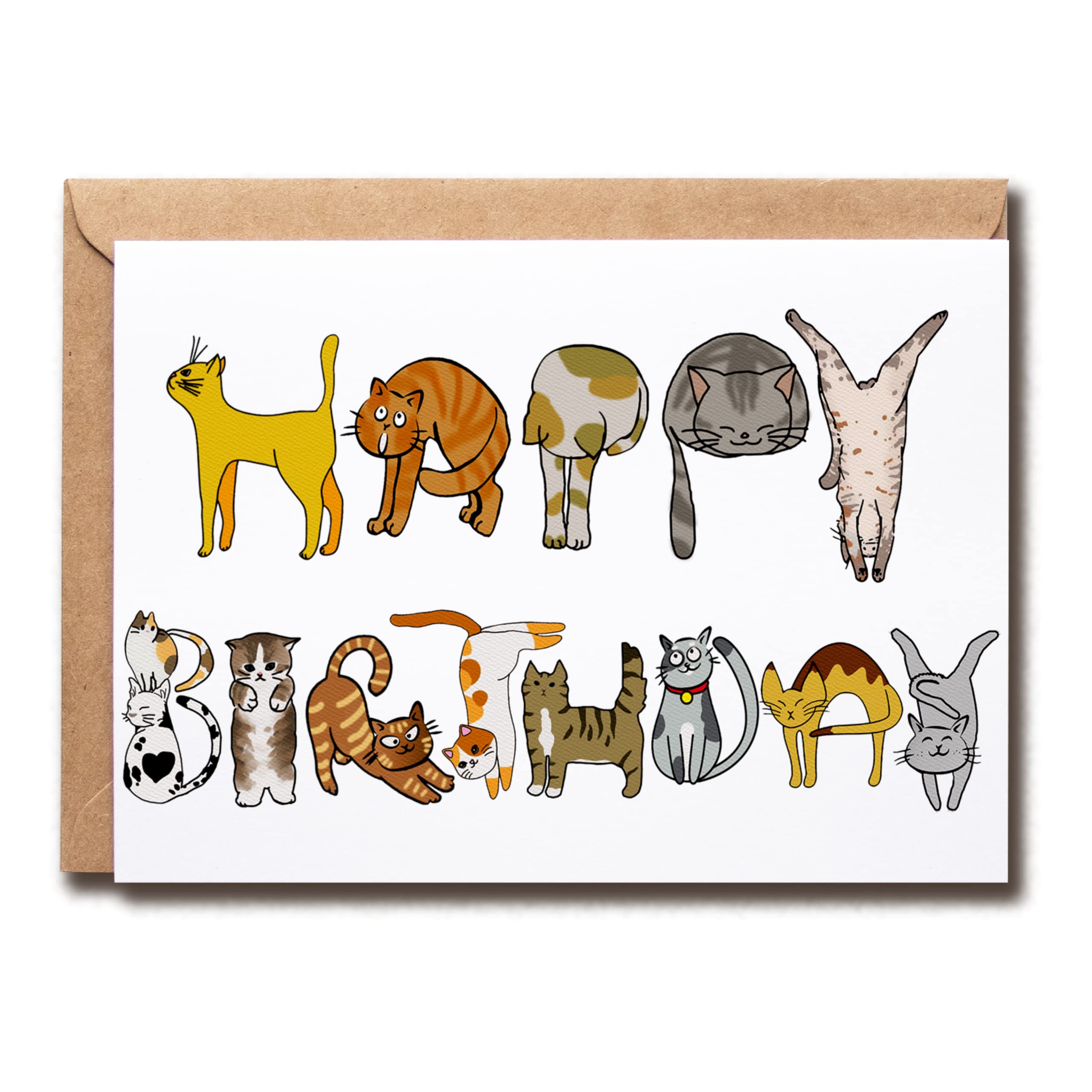 Cats Birthday Card - Happy Birthday Card With Cats - Greeting Card Cat - Have A Purrfect Birthday Cat