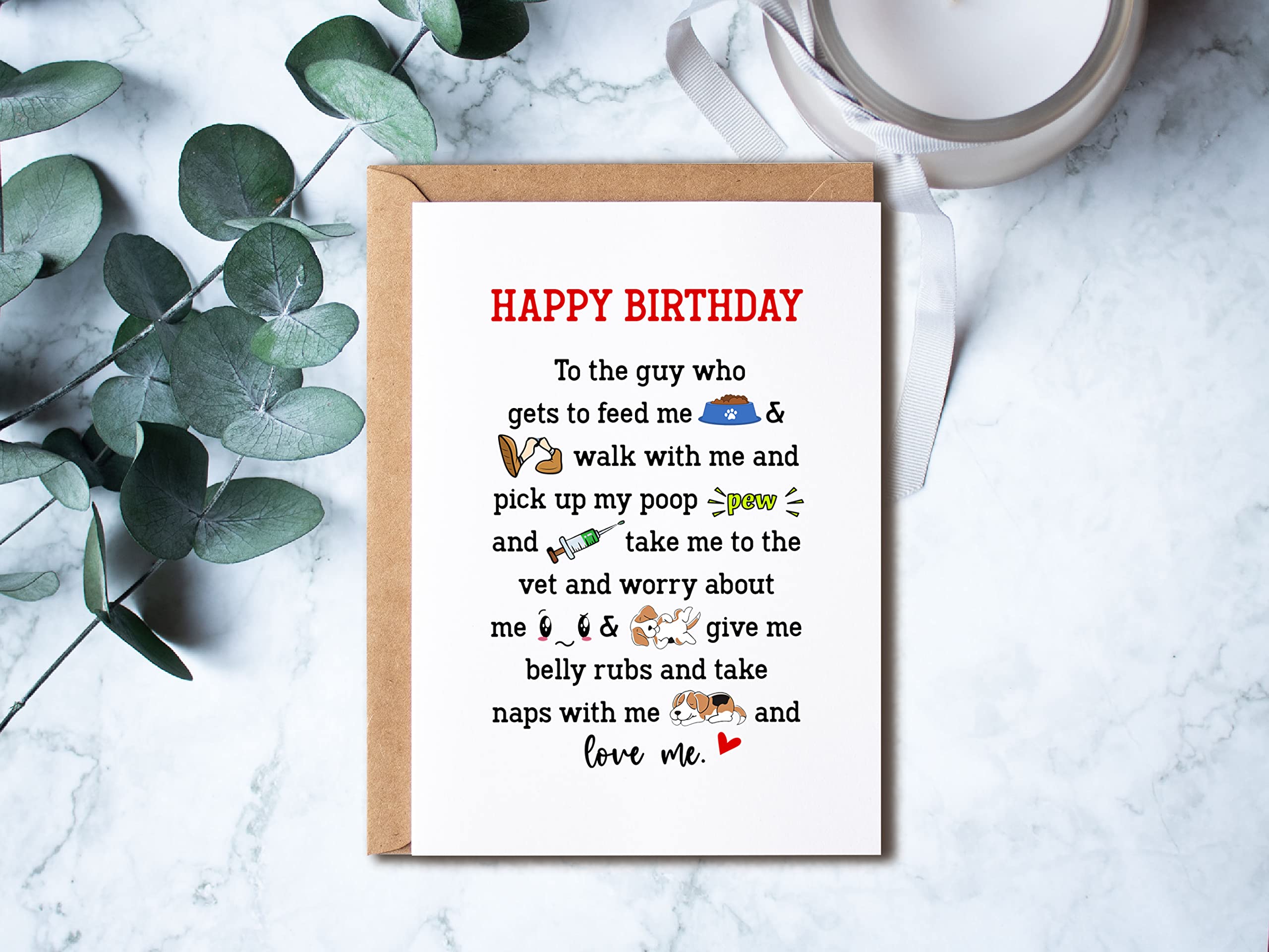 Dog Dad Birthday Card - Funny Birthday Card - Funny Dog Dad Gifts For Men - Dad Birthday Gifts From Daughter - Cute Birthday Card For Father