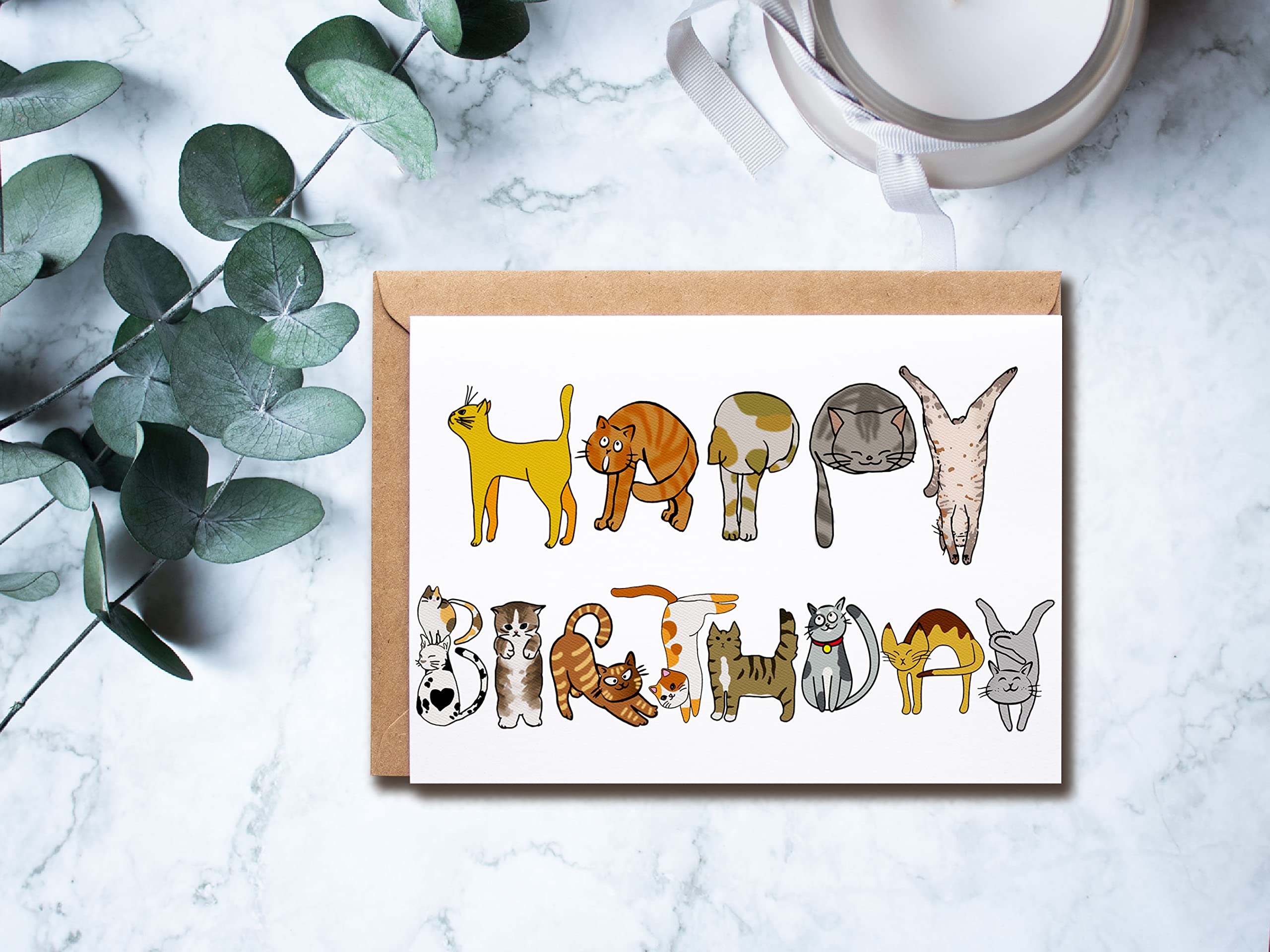 Cats Birthday Card - Happy Birthday Card With Cats - Greeting Card Cat - Have A Purrfect Birthday Cat