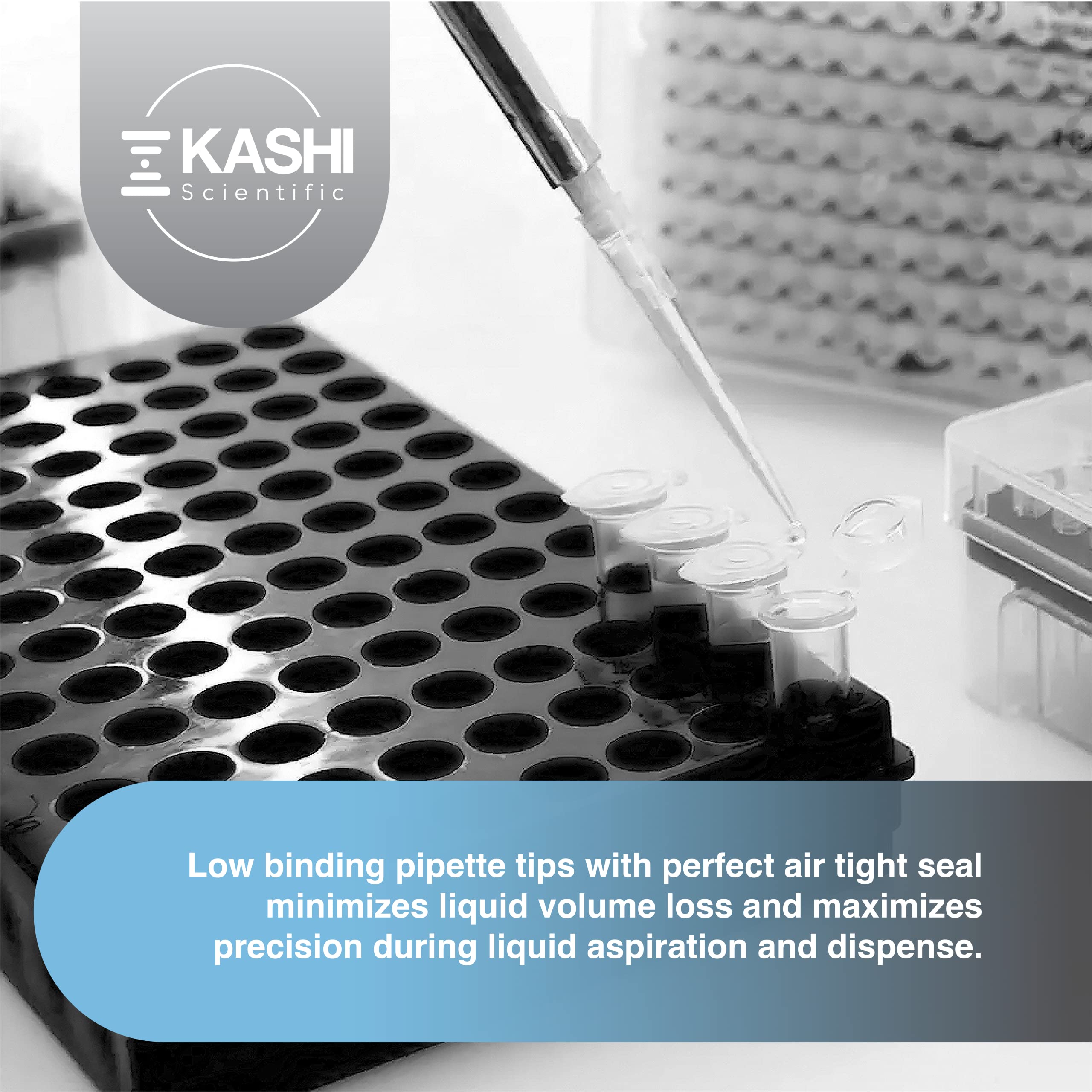 Kashi Scientific 1000 uL Universal Filtering Racked Laboratory Pipette Tips, Sterile Dnase/Rnase Free, Pyrogen Safe [1000ul, Filtered, 960 Tips]