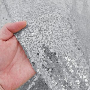 OQSQ Silver Sequins Tablecloth 60x102 inch, Sparkly Glitter Table Cover for Wedding Birthday Party Prom Decorations