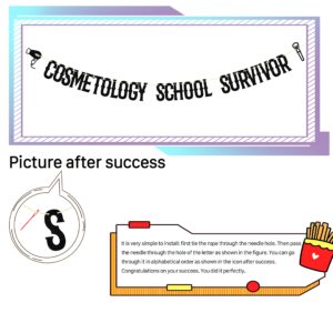 Glitter Black Cosmetology School Survivor Banner, Class Of 2024 Grad Cap Cake Supplies,Congratulations Finally Done 2024 Graduate Party Decoration