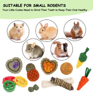 VESPRO Bunny Toys,21PCS Rabbit Toys for Bunnies Rabbit Chew Toys for Teeth Guinea Pig Toys Natural Chew Treats Toys,Timothy Hay Sticks for Chinchillas Hamsters Rats,Small Animals Teeth Grinding