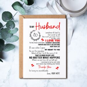 KrysDesigns To My Husband I Love You Card. Romantic Card For Husband. Wife To Husband Quote Card. Birthday Husband Card - Happy Birthday Husband Card 5 x 7 inches