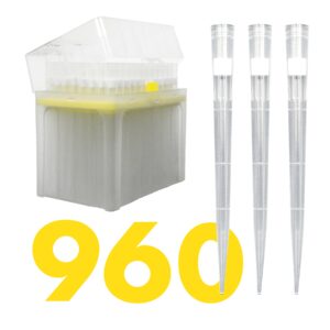 kashi scientific 1000 ul universal filtering racked laboratory pipette tips, sterile dnase/rnase free, pyrogen safe [1000ul, filtered, 960 tips]