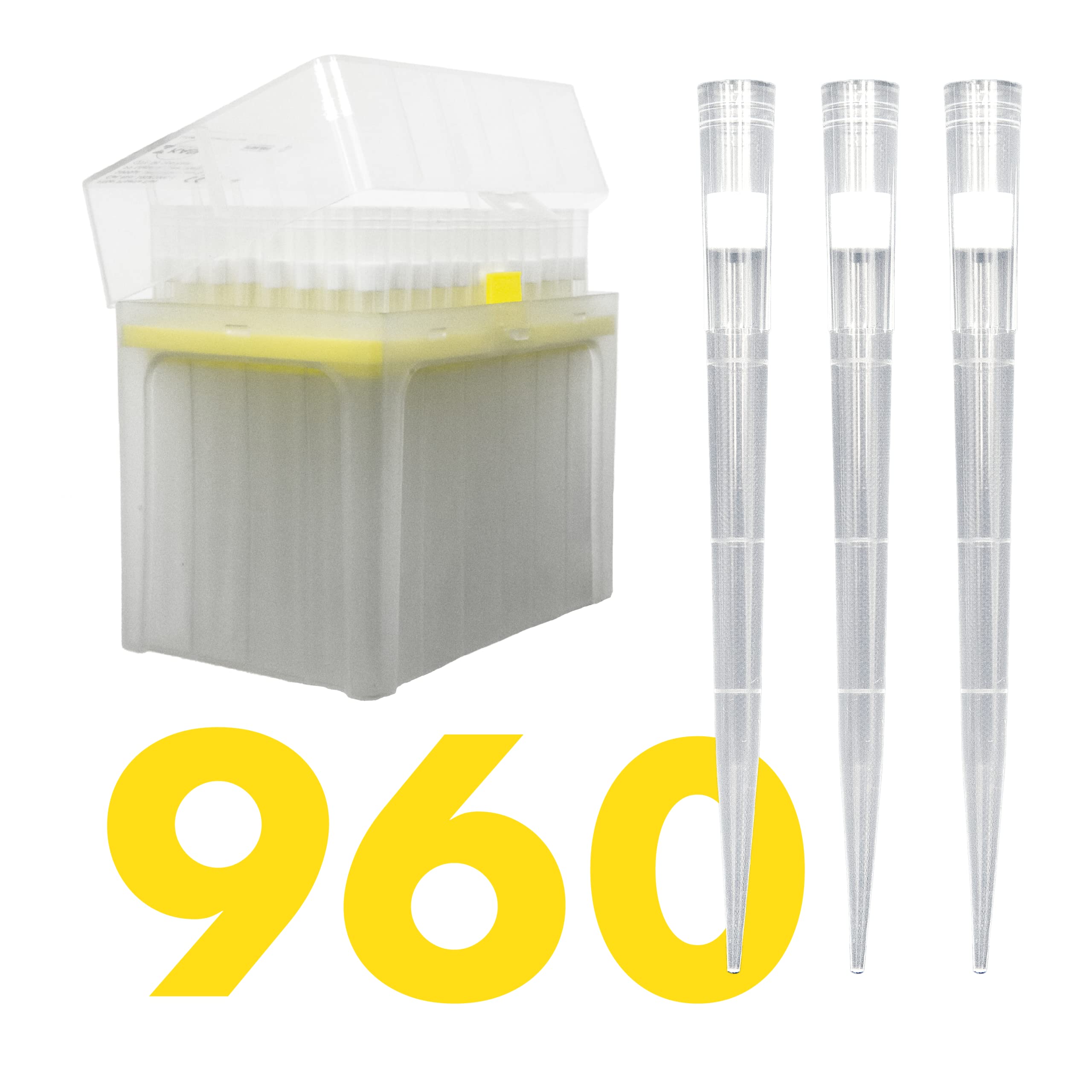 Kashi Scientific 1000 uL Universal Filtering Racked Laboratory Pipette Tips, Sterile Dnase/Rnase Free, Pyrogen Safe [1000ul, Filtered, 960 Tips]