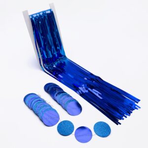 Decor365 Blue Fringe Curtains Blue Party Decorations Blue Circle Garlands Streamers Banner Backdrp for Wedding Graduation Bridal Shower Bachelorette Ramadan Birthday Party Supplies