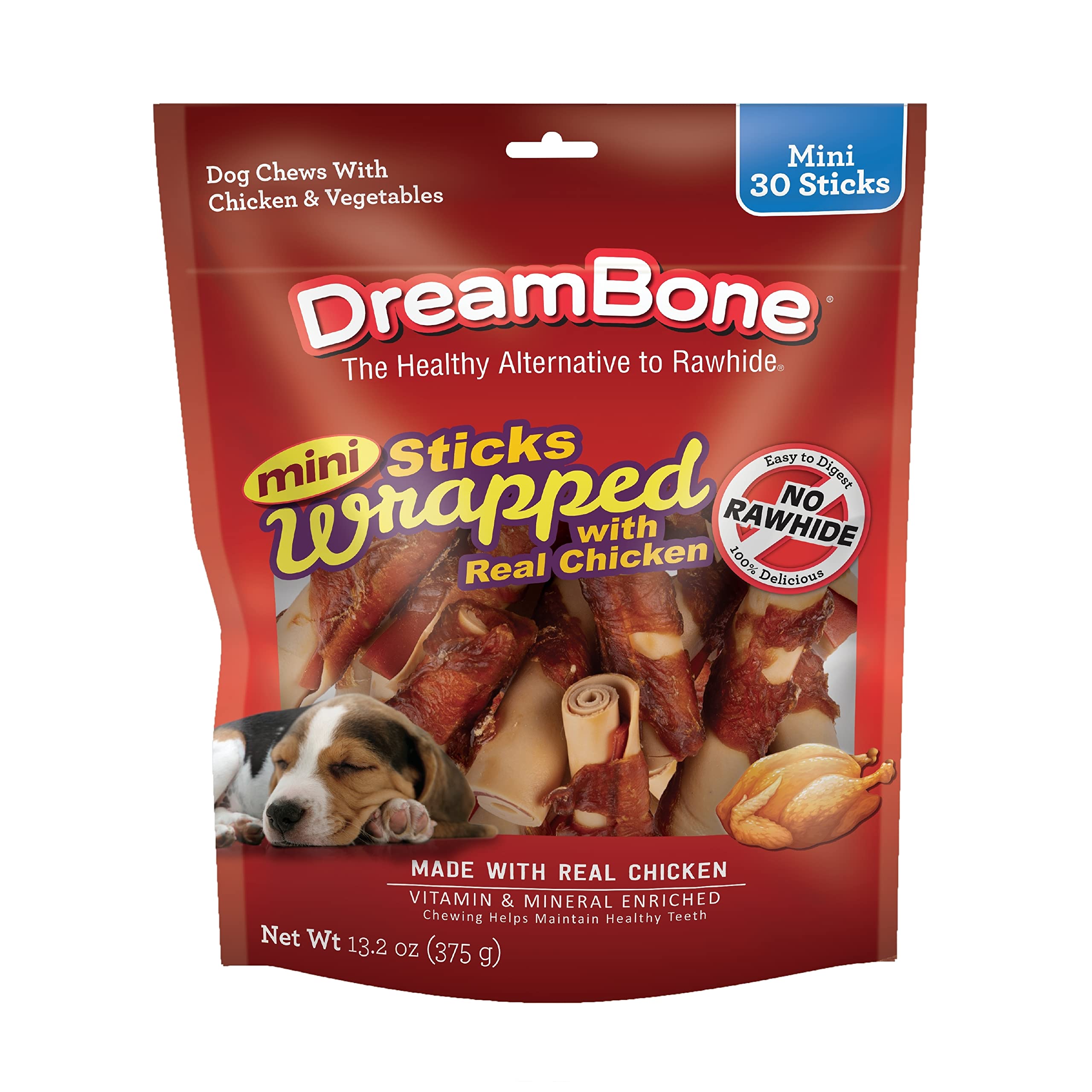 DreamBone Mini Chicken-Wrapped Sticks, 30 Ct., Rawhide-Free Chews for Dogs