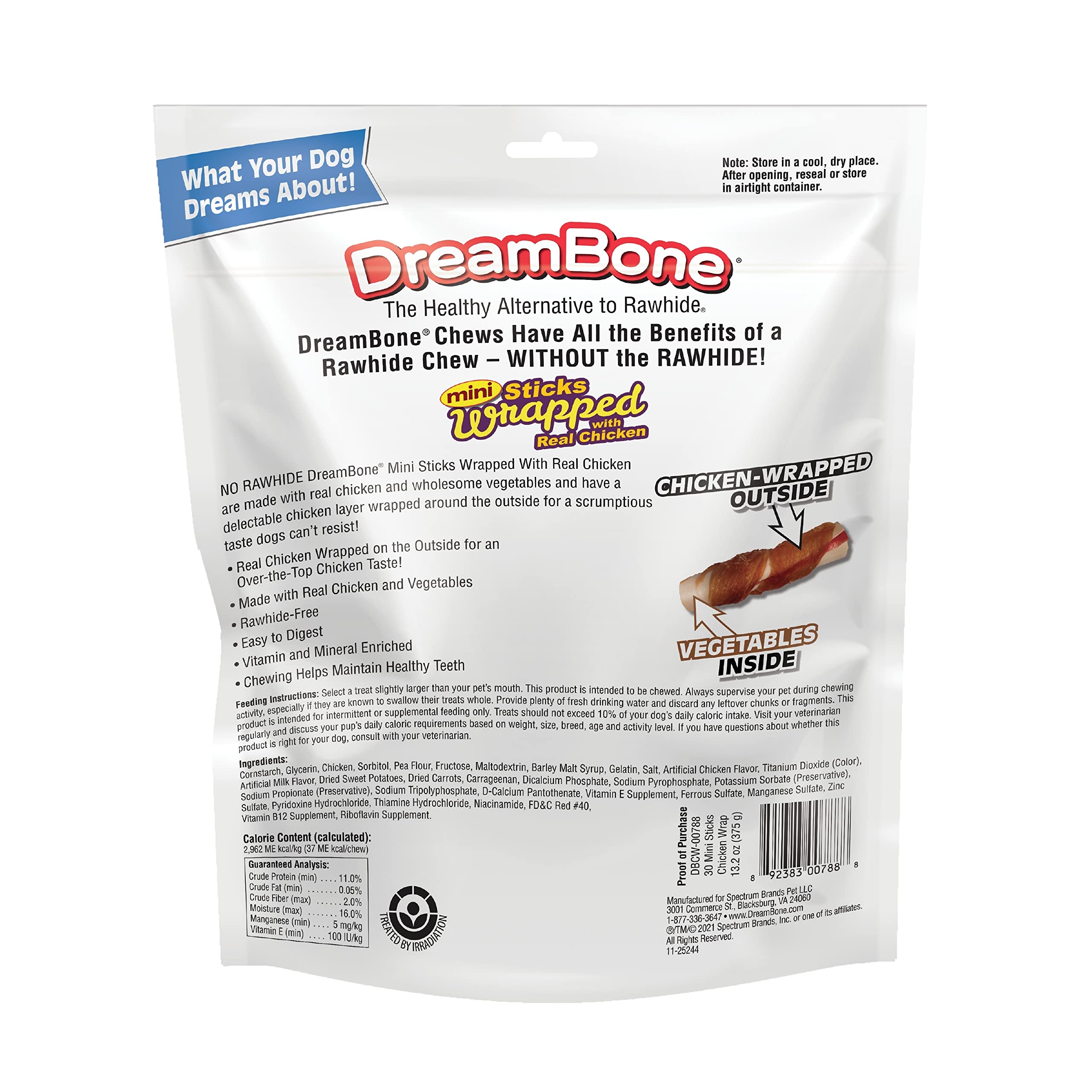 DreamBone Mini Chicken-Wrapped Sticks, 30 Ct., Rawhide-Free Chews for Dogs