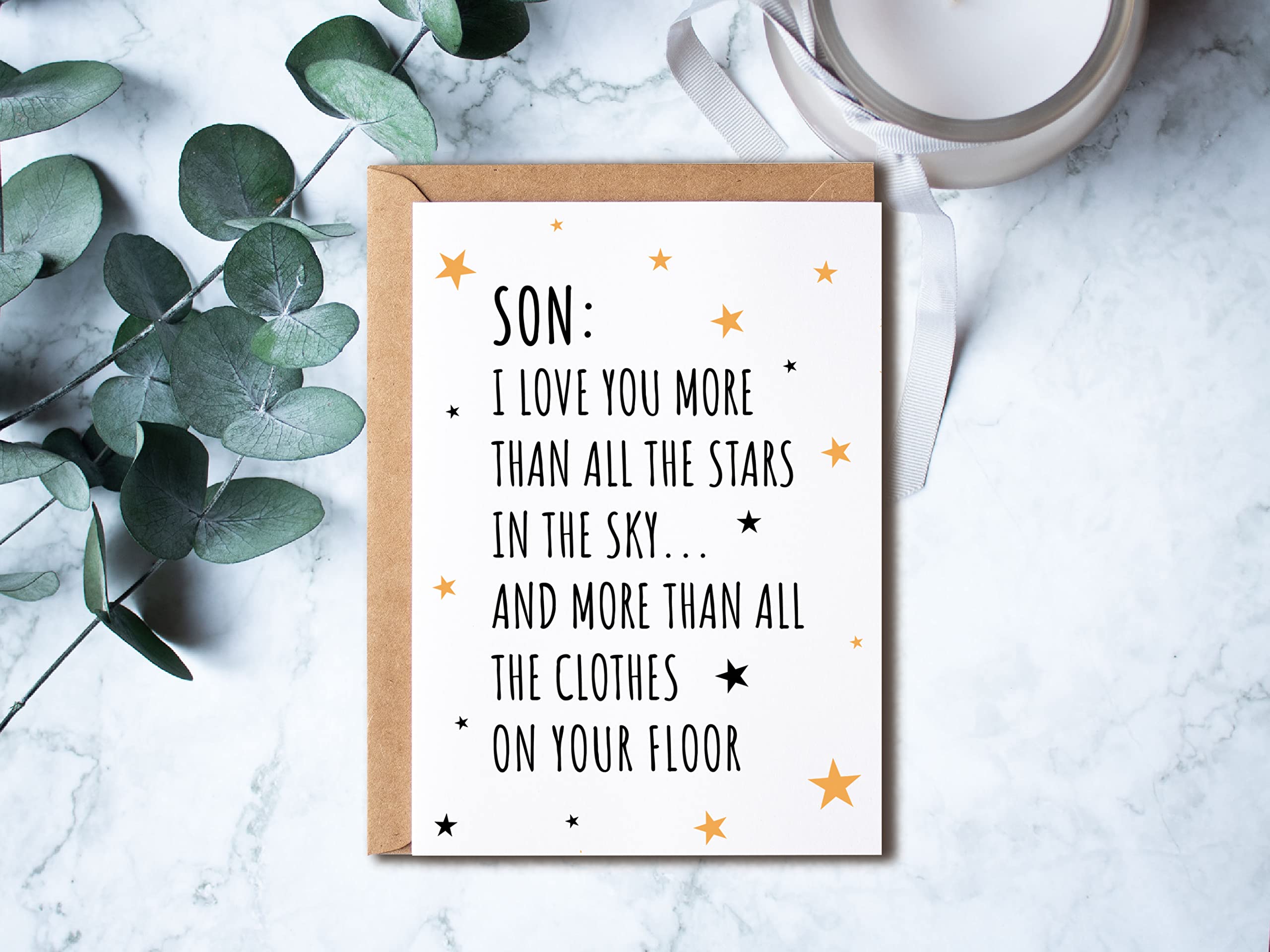 KrysDesigns Card For Son - Funny Card For Son - Son Birthday Card - Teenage Son - Recycled Son Card - Joke Card For Son - Son Card - Special Son Quote, 5 x 7 inches