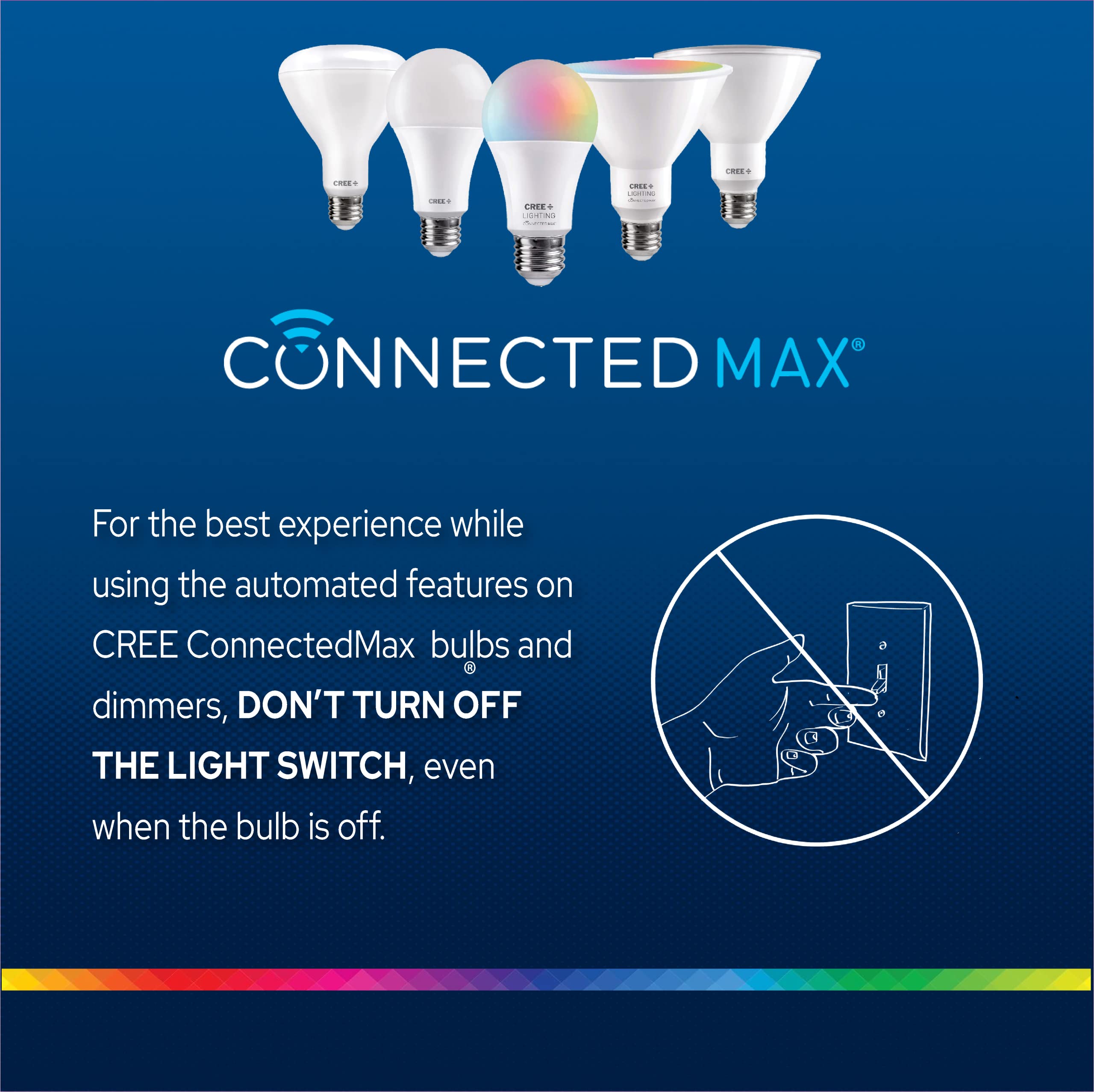 Cree Lighting Connected Max Smart Led Bulb A19 60W Tunable White + Color Changing, 2.4 Ghz, Compatible with Alexa and Google Home, No Hub Required, Bluetooth + WiFi, 3Pk (CMA19-60W-AL-9ACK-B3)