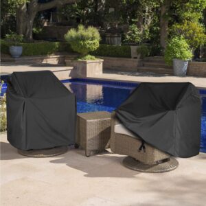 ANANMEI Outdoor Swivel Lounge Chair Cover 2 Pack, (37.5 L x 39.25 W x 38.5 H inches) 100%Waterproof Heavy Duty Outdoor Chair Covers, Patio Furniture Cover for Swivel Patio Lounge Chair(Black)